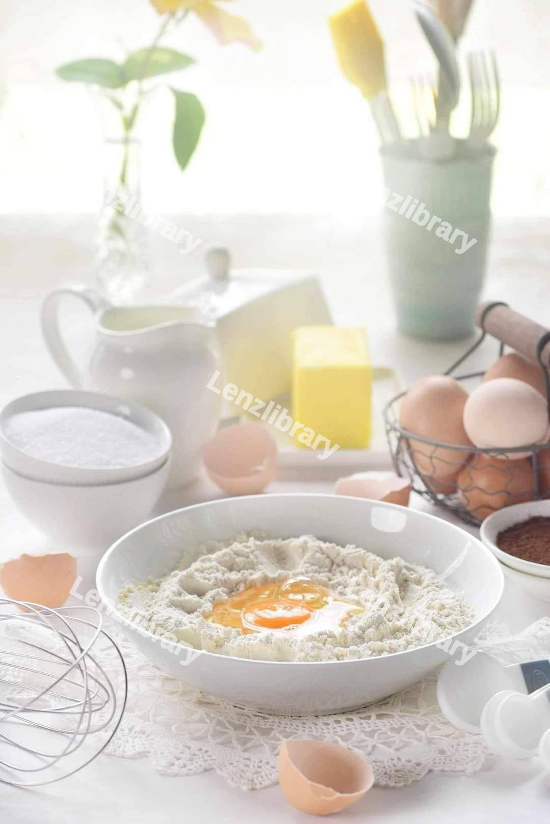 Flour and a broken egg
